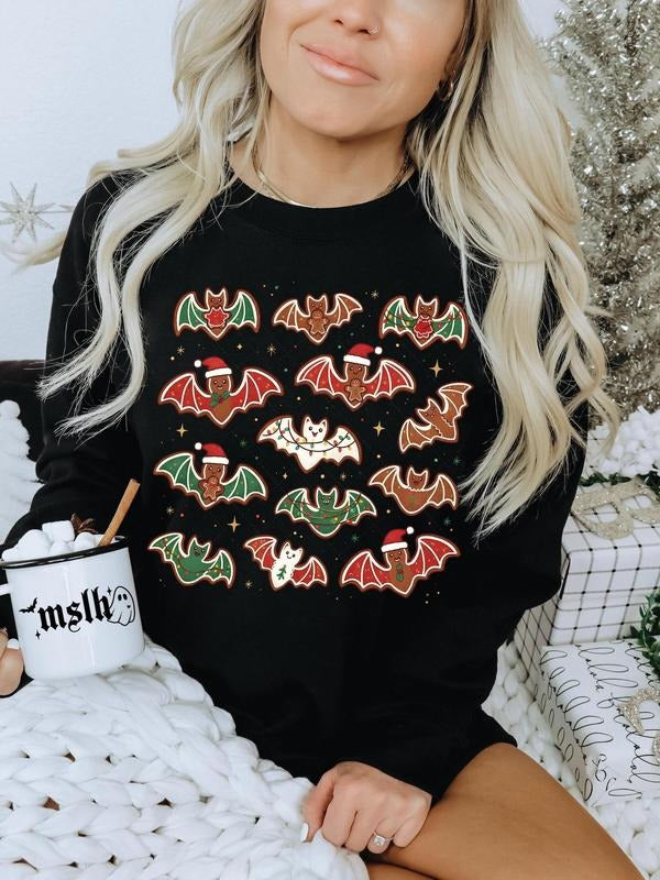 Spooky Christmas Gingerbread Bats Sweatshirt, , It's Frickin Bats, summoning the Christmas Spirit, Alternative Holiday...