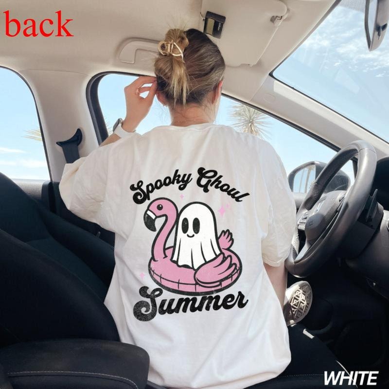 Spooky Ghoul Summer, Cute Ghost Shirt, Flamingo Shirt, Funny Summer Shirt, Summer Vibes, Beach Vibes, Gift for Her style...