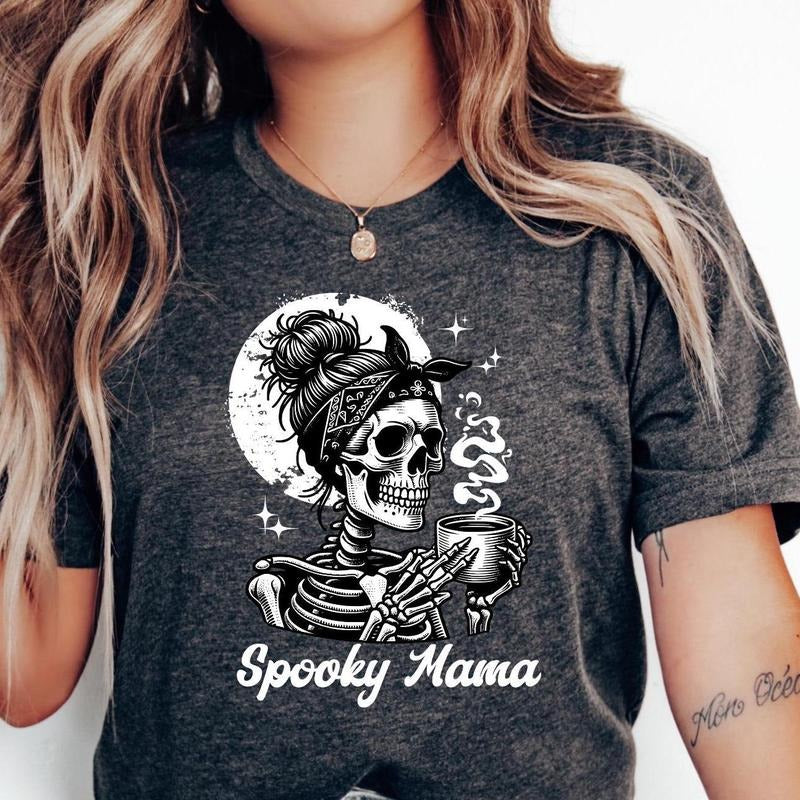 Spooky Mom Shirt Halloween Coffee Shirt For Mom Mom Skeleton Shirt Spooky Mom Coffee Shirt Halloween Shirt For Mom...
