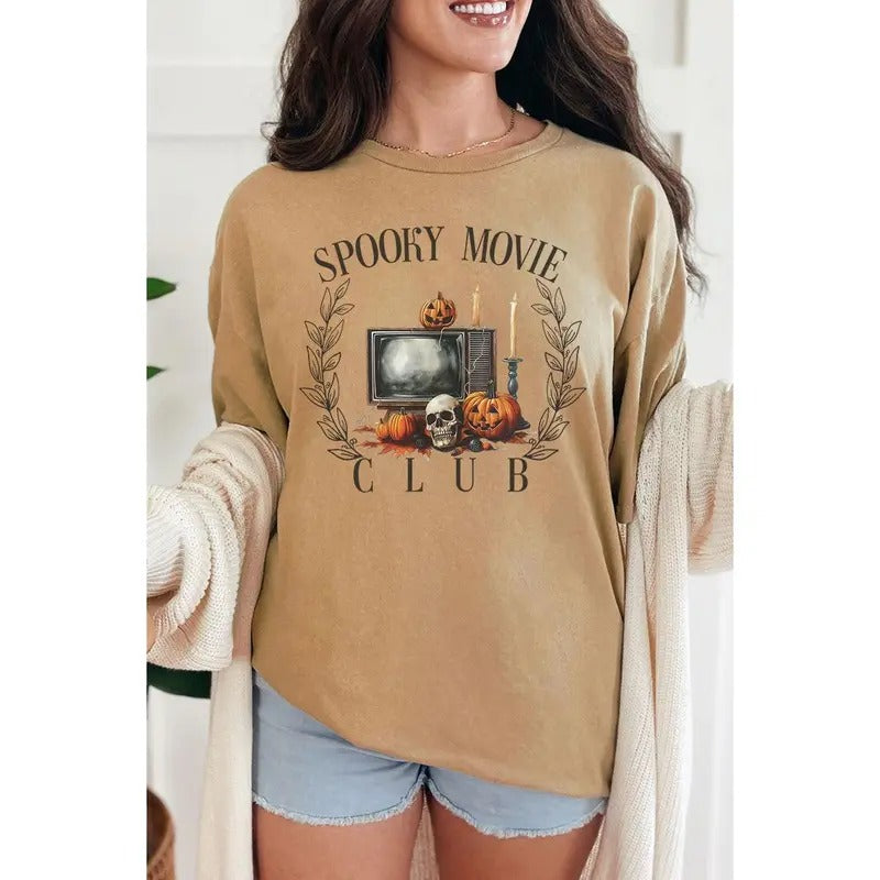 Spooky Movie Club Short Sleeve Relaxed Fit T-Shirt Hoodie, Sweatshirt | UrbanDripWear.com