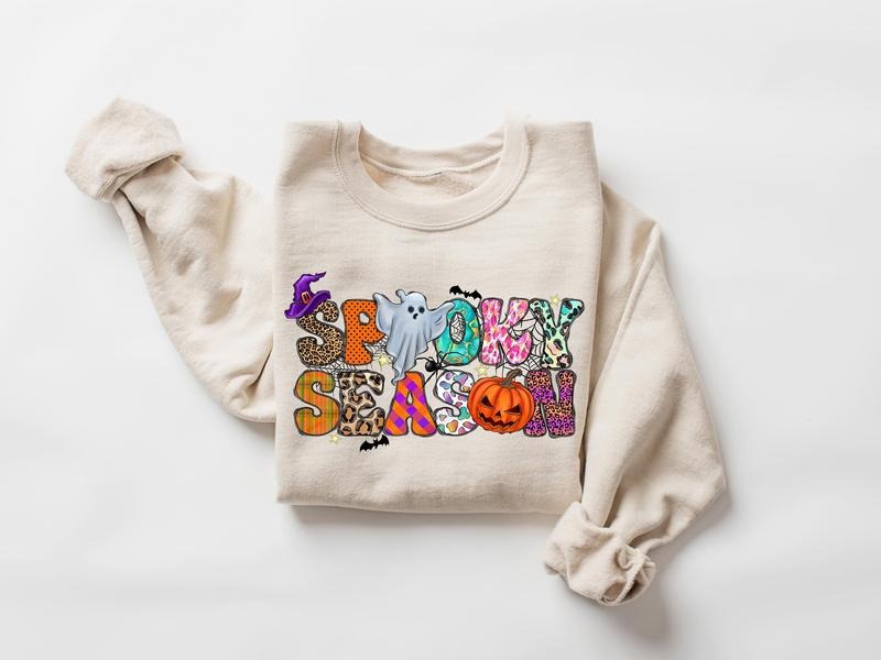 Spooky Season Ghost Sweatshirt Ghost Sweatshirt Halloween Favorite Cute Ghost Sweatshirt Halloween Gift Spooky Season...