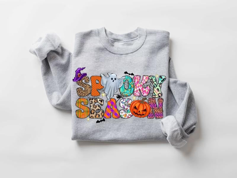 Spooky Season Ghost Sweatshirt, Ghost Shirt, Halloween Favorite, Cute Ghost Sweatshirt, Halloween Gift, Spooky Season...
