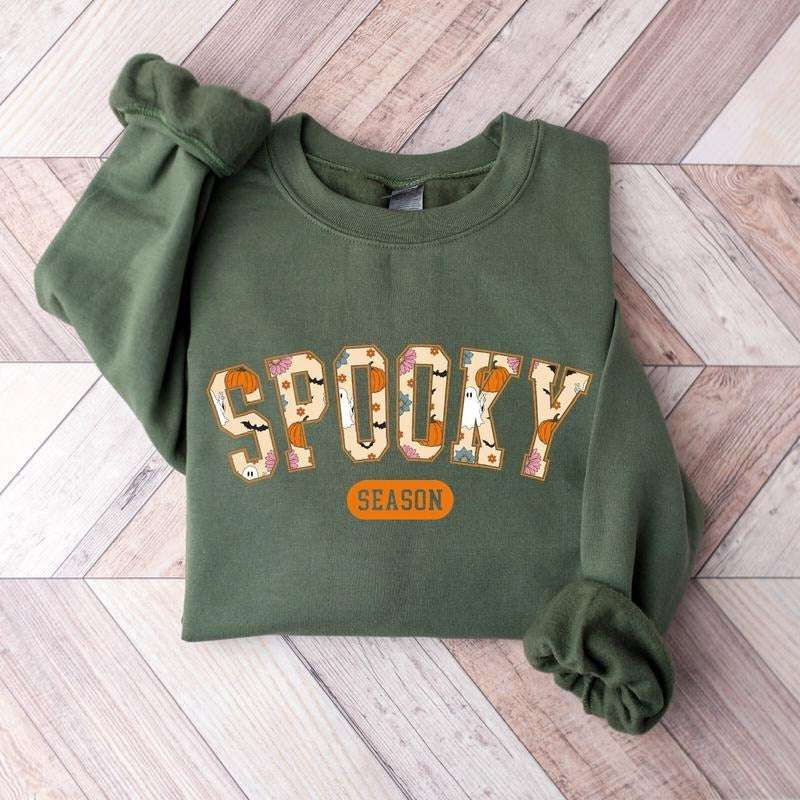 Spooky Season Sweatshirt, Retro Spooky Season Halloween Sweatshirt, Fall Halloween Sweater, Cute Spooky Halloween Shirt,...