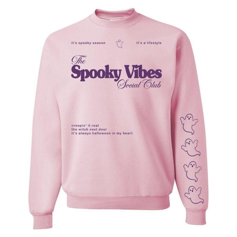 'Spooky Vibes Social Club' Crewneck Sweatshirt T-Shirts, Hoodie | UrbanDripWear.com