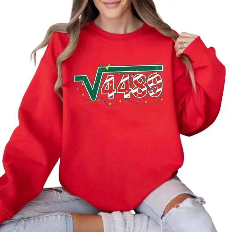 Square Root 4489 Christmas Sweatshirt, Funny Math 6-7 Meme T-Shirt, Trending Holiday Teacher Top, Cute Nerdy Xmas Shirt,...