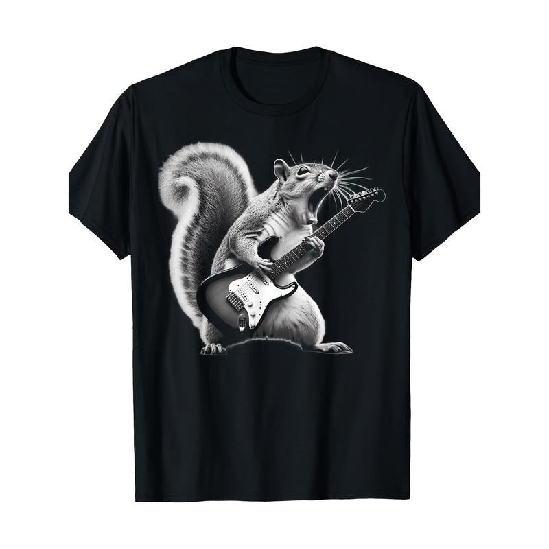Squirrel Playing Guitar Rock And Roll T-Shirt For Men, Women Made in USA Hoodie, Sweatshirt | UrbanDripWear.com