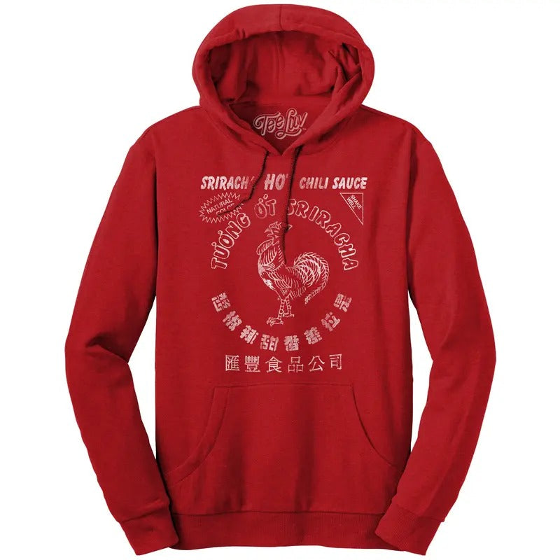 Sriracha Hot Chili Sauce Rooster Logo Hooded Sweatshirt - Red T-Shirts, Hoodie | UrbanDripWear.com