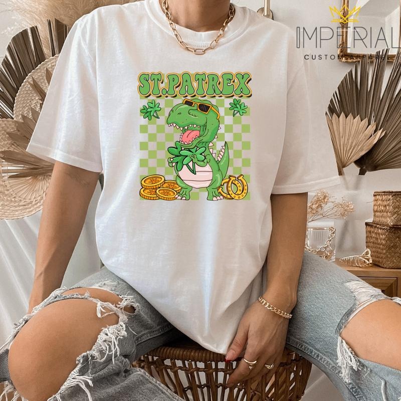 St Patrex Dino Sweatshirt,  St Patricks Day Sweatshirt, St Paddys Day Funny Sweatshirt T-Shirts, Hoodie | UrbanDripWear.com