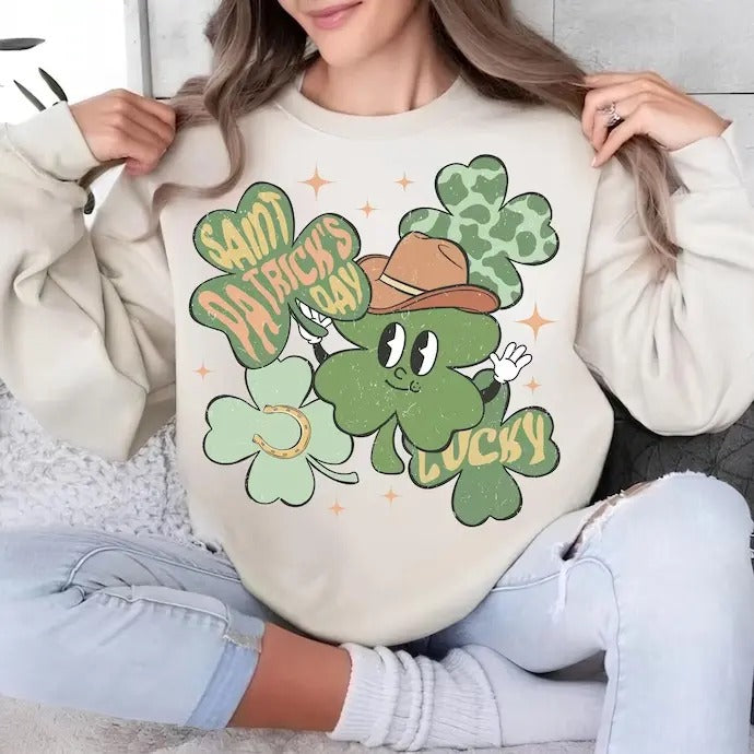 St Patrick's Day, Lucky Clover Hoodie and Sweater; T-shirts Sweatshirt | UrbanDripWear.com