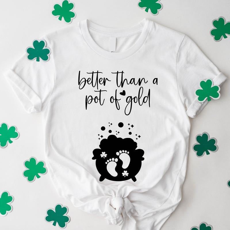 St Patricks Day Pregnancy Announcement Shirt, Funny Baby Announcement T-Shirt, New Mom Gift Tee, Mommy To Be Shirt, Baby...