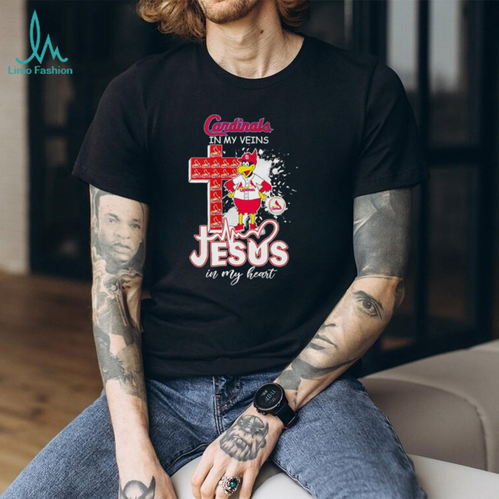 St. Louis Cardinals “Cardinals In My Veins, Jesus In My Heart” Christian Baseball Fan T Shirt