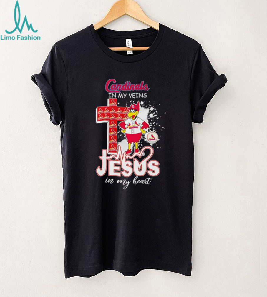 St. Louis Cardinals “Cardinals In My Veins, Jesus In My Heart” Christian Baseball Fan T Shirt