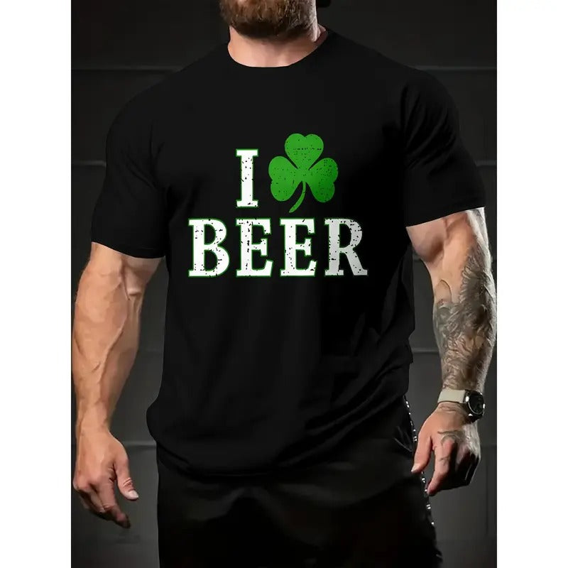 St. Patrick'S Day Men'S Humorous Pattern St. Patrick'S Day Party Printed T-shirt Short Sleeve Round Neck T-shirt, Casual...