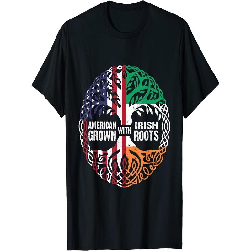 [St. Patrick's Day Tee] Patrick's Day Gift Unisex T-Shirt - American Grown with Ireland Flag
