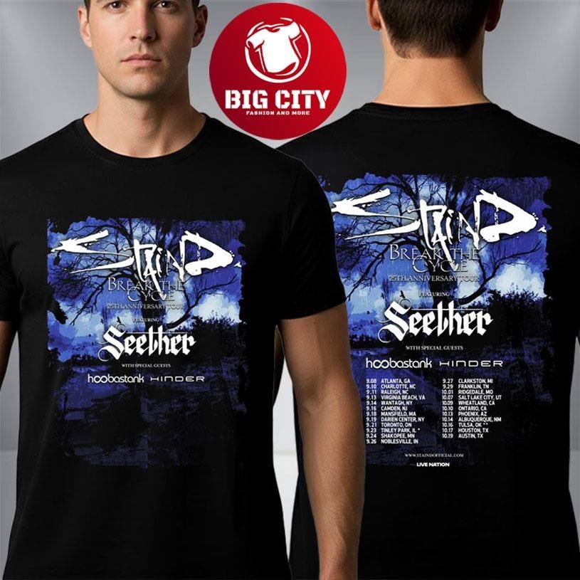 Staind Break The Cycle 25th Anniversary Tour Venue Dates Two Sided Shirt