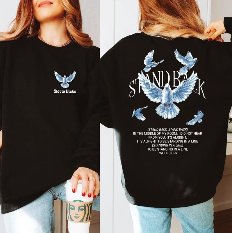 Stand Back Stevie Song Lyric Tee, Vintage Music Lover Shirt, Concert Outfit Sweatshirt for Fans,  Cotton, Short Sleeve,...