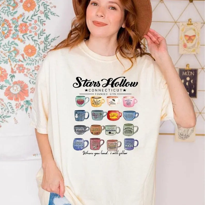 Stars Hollow Mugs T-Shirt, Luke's Coffee Shirt, Where You Lead I Will Follow Tshirt, shirt trend Hoodie, Sweatshirt