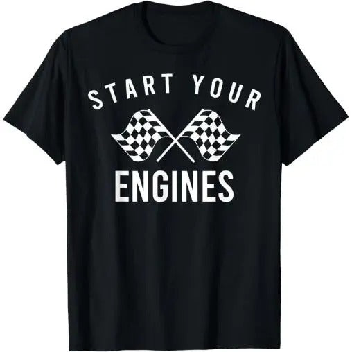 Start your engines checkered flag Retro Racing Cheer T-Shirt Made in USA Hoodie, Sweatshirt | UrbanDripWear.com