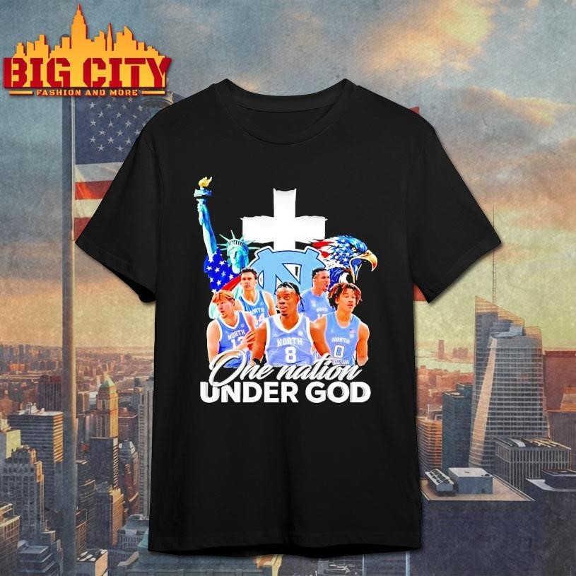 Statue Of Liberty Eagle And North Carolina Tar Heels Players One Nation Under God Shirt