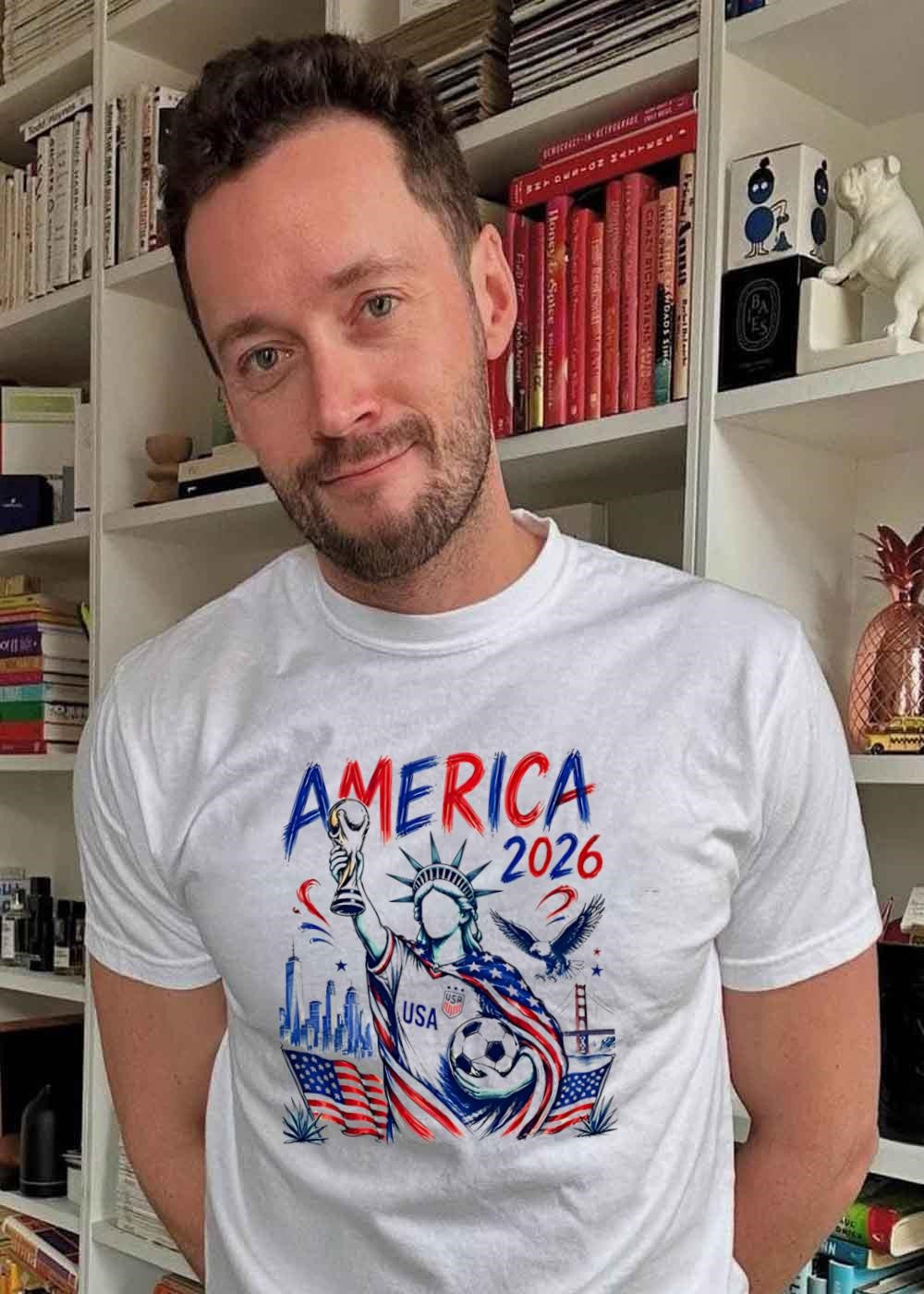 Statue of Liberty Holding Trophy and Soccer Ball America 2026 USA T-Shirt