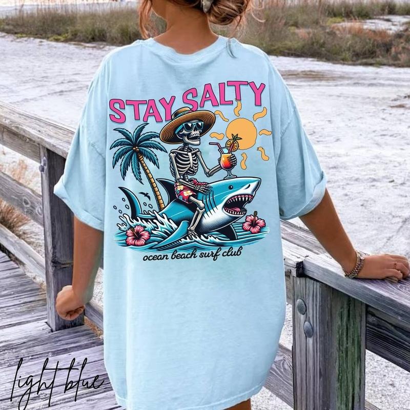 Stay Salty Beach Shirt, Trendy Shirt, Stay Salty Summer Shirt, Coconut Girl Clothes Skeleton Tshirt, Coastal Tee, Preppy...