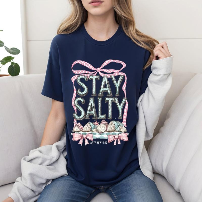 Stay Salty Christian T-Shirt Casual Style Crew Neck Short Sleeve T-Shirt Tops Trendy for Unisex Hoodie, Sweatshirt