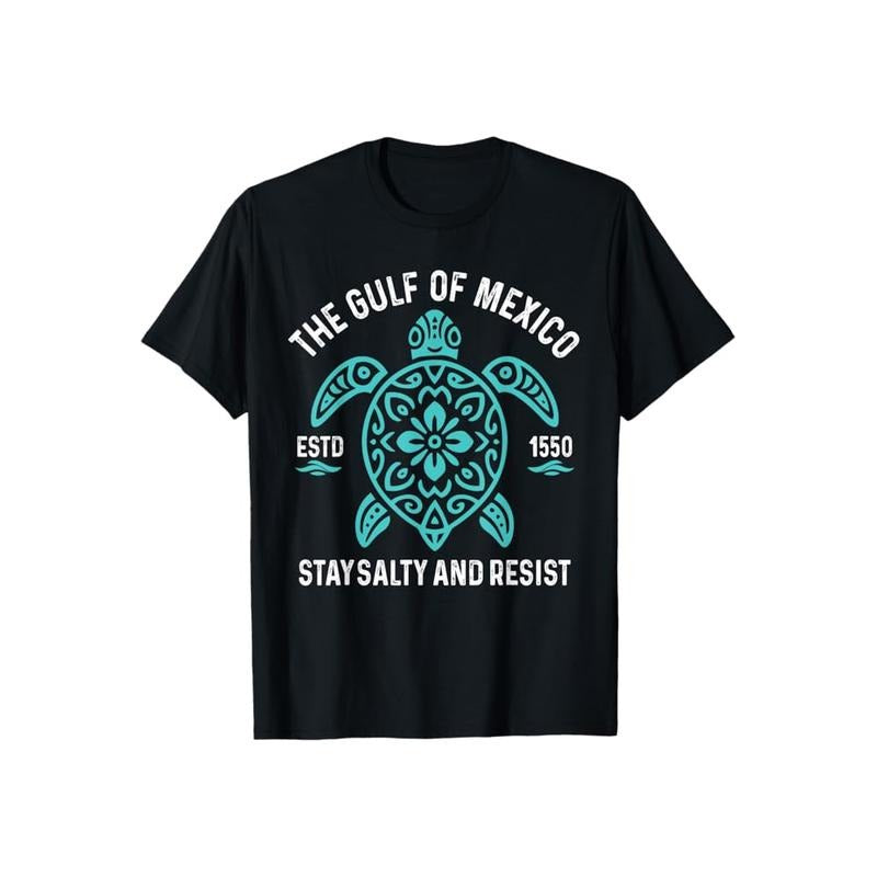 Stay The Gulf of Mexico Be Salty and Resist Turtle T-Shirt Cotton Casual Street Style Crew Neck Short Sleeve T-Shirt...