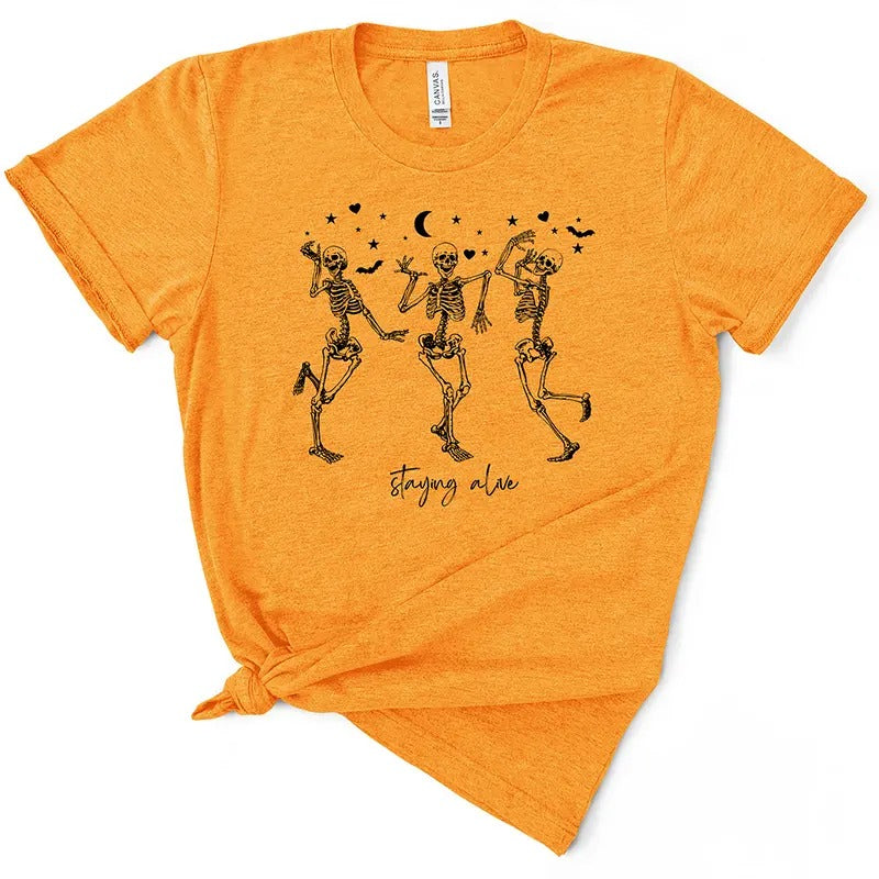 Staying Alive Funny Skeleton Halloween TShirt Hoodie, Sweatshirt | UrbanDripWear.com
