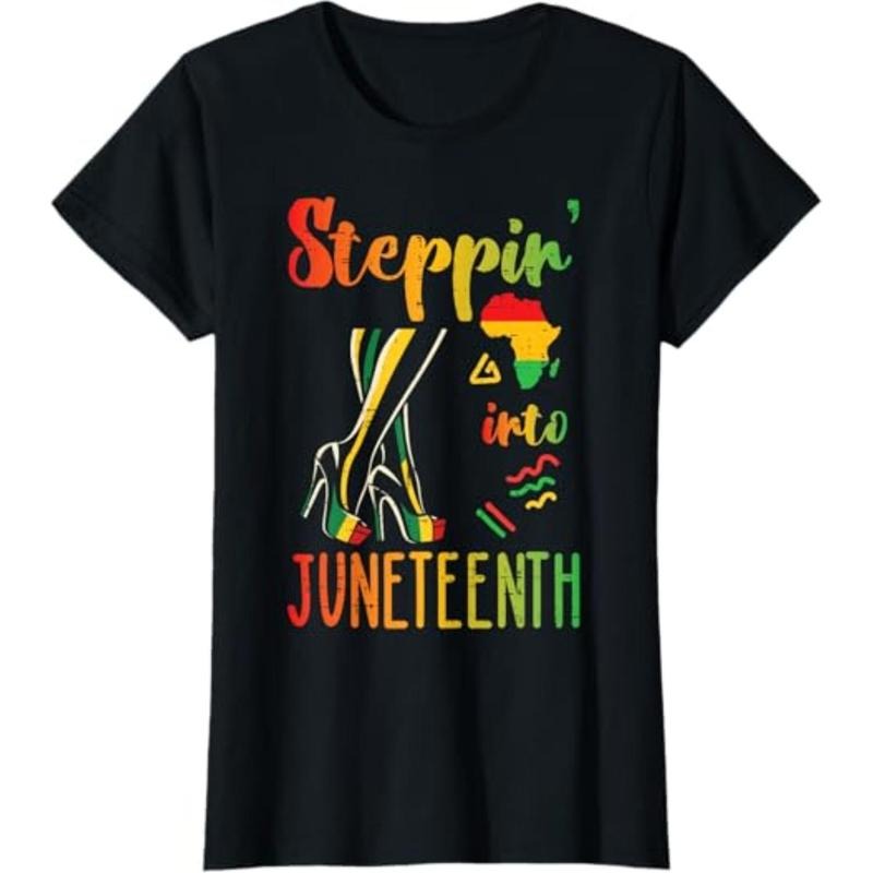 Steppin Into Juneteenth Black African June 19th Women T-Shirt Hoodie, Sweatshirt | UrbanDripWear.com
