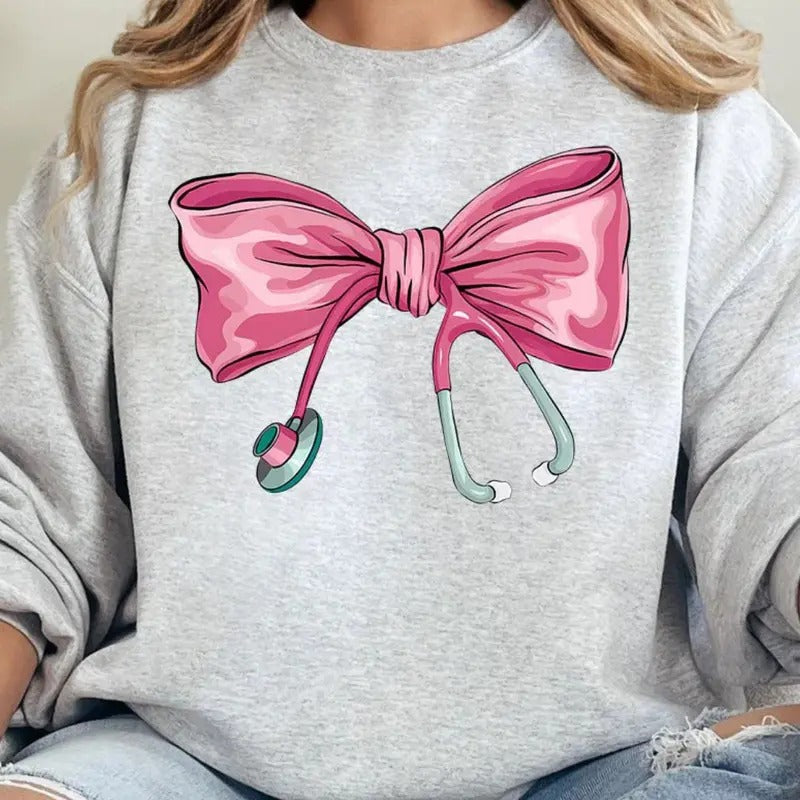 Stethoscope Bow Unisex NuBlend Crew Sweatshirt T-Shirts, Hoodie | UrbanDripWear.com