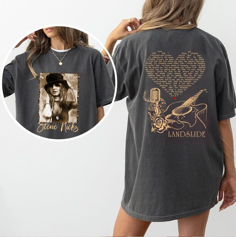 Stevie 70s Landslide Song Lyric Heart T-Shirt, Stevie Nicks 70s Inspired Tee, Vintage Music Lover Shirt, Perfect Gift for...