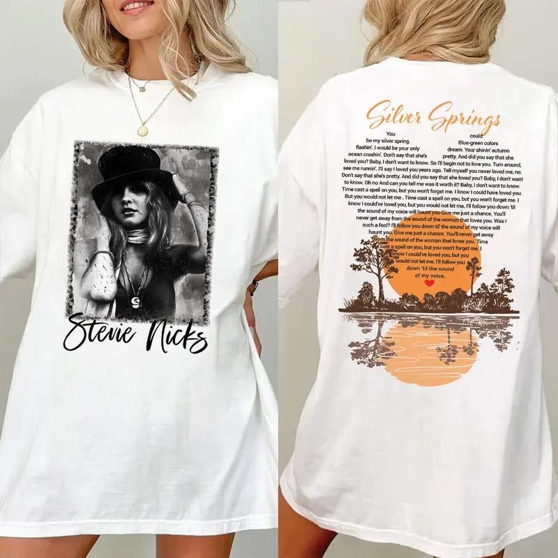 Stevie Nicks Silver Springs Song Heart Lyrics Shirt - Vintage Rock Tee, Cotton, Short Sleeve, Casual Style, Retro 70s...
