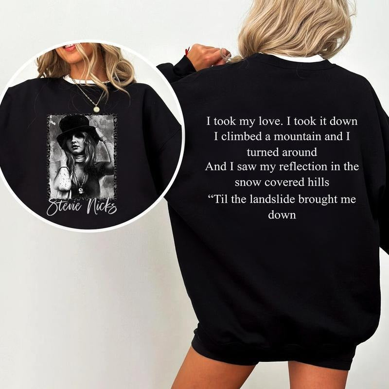 Stevie Nicks Til the landslide brought me down t-shirt, retro Stevie Nicks 90s sweatshirt hoodie | UrbanDripWear.com