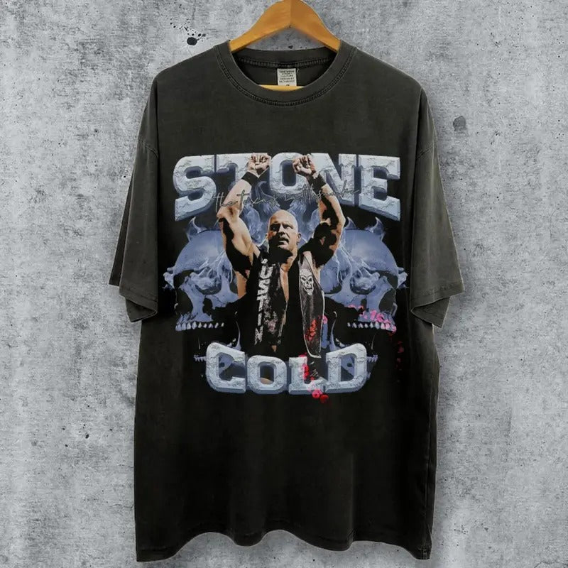 Stone Cold Vintage 90s Graphic Style T-Shirt, Steve Austin Shirt, Vintage Oversized Sport Tee, Unisex shirt, Wrestling...