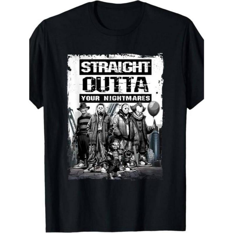 Straight Outta Nightmares" Men's Vintage Horror Halloween T-Shirt - 100% Cotton Hoodie, Sweatshirt | UrbanDripWear.com