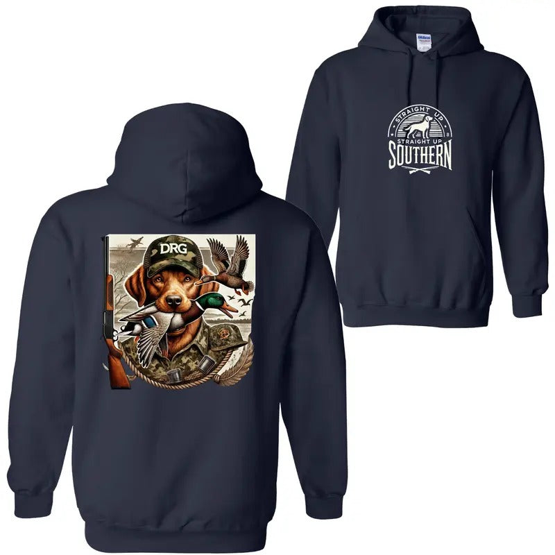 Straight Up Southern Duck Hunting Hoodie - DRG Hunting Dog Graphic for Outdoor Enthusiasts, Cozy and Stylish Sweatshirt...