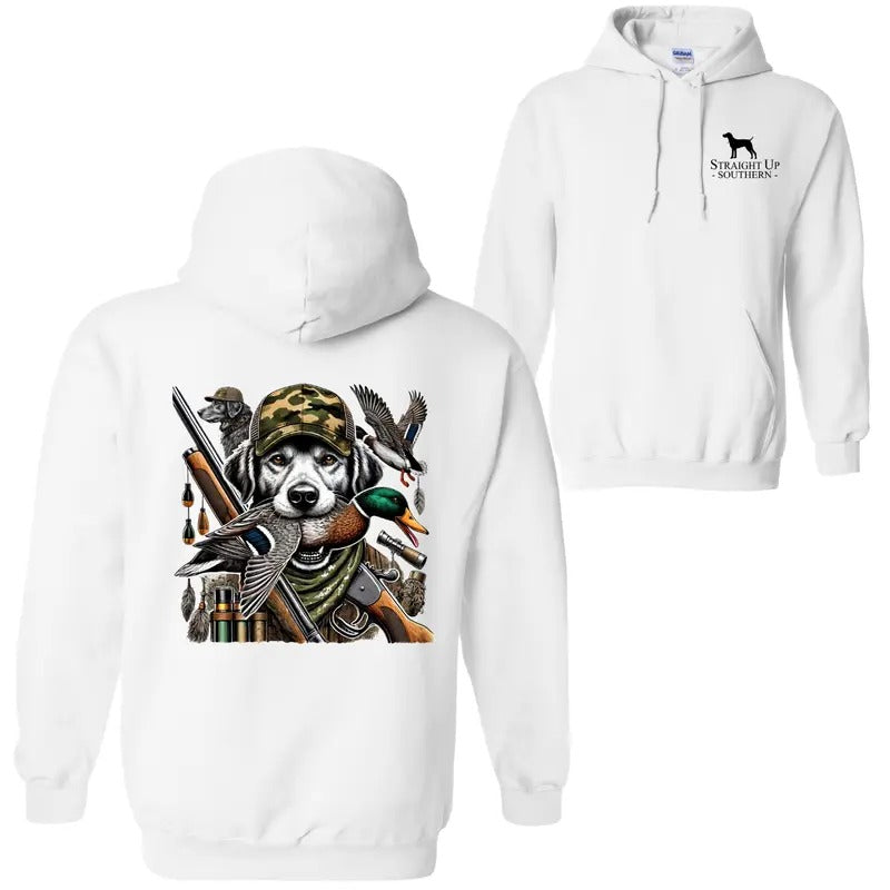 Straight Up Southern Duck Hunting Sweatshirt, Hoodie - Camo Dog and Mallard Graphic Pullover for Outdoor Enthusiasts,...