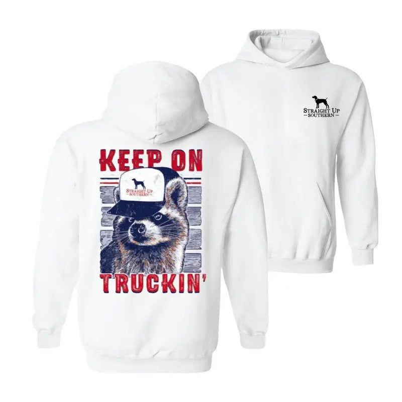 Straight Up Southern Truckin Raccoon 2 Sided Shirt, Country Boy Clothing, Gift for Woman and Man Shirt, Graphic Shirts...