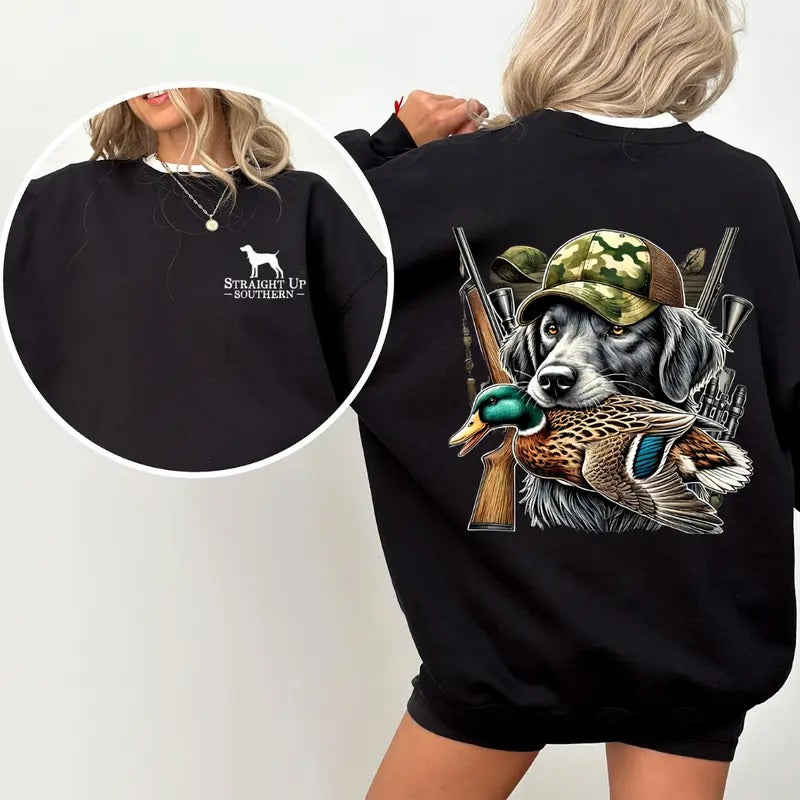 Straight Up Southern Tshirt Hunting Dog Collection Duck Shirt 2 Side Tee Sweatshirt Hoodie | UrbanDripWear.com