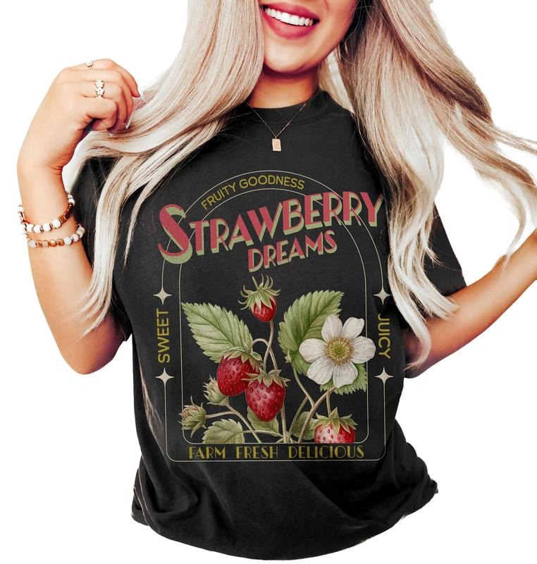 Strawberry Dreams Tshirt, Vintage Inspired Strawberry Shirt, Retro Strawberries Tee, Unisex T-Shirt, Gifts For Women...