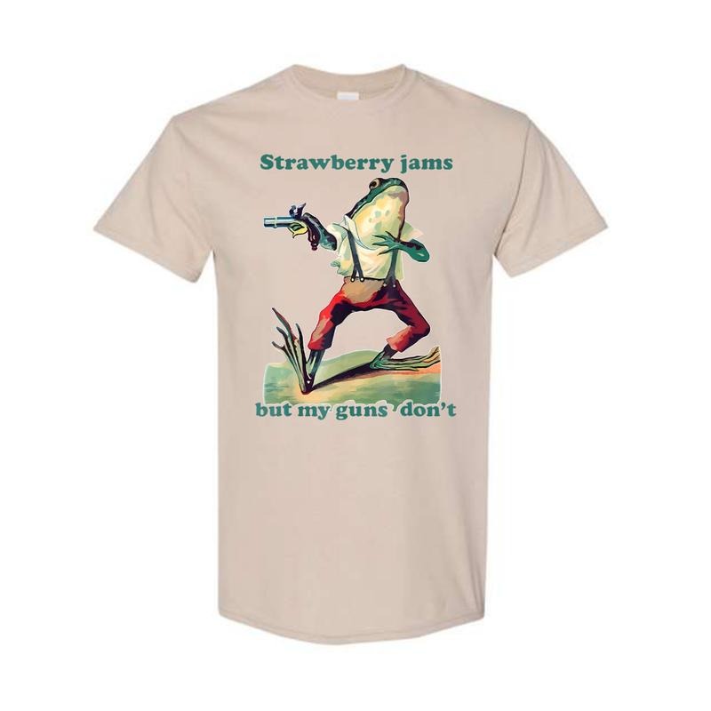 Strawberry Jams But My Glock Don't Shirt, Funny Shirt, Meme Shirt, Cowboy Frog Shirt Hoodie, Sweatshirt | UrbanDripWear.com