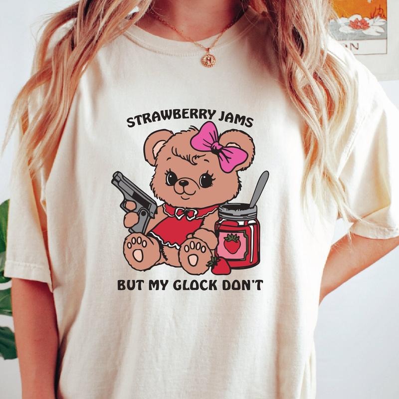 Strawberry Jams But My Glock Don't T-Shirt, Funny Meme T-Shirt, Humorous T-Shirt Hoodie, Sweatshirt | UrbanDripWear.com