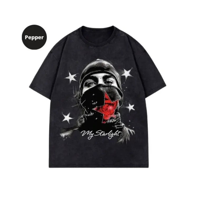 Street Life Men's Retro Street Style Figure Print Washed Short Sleeve T-Shirt, Sweatshirt, Hoodie Size S- 3XL,Gift For...