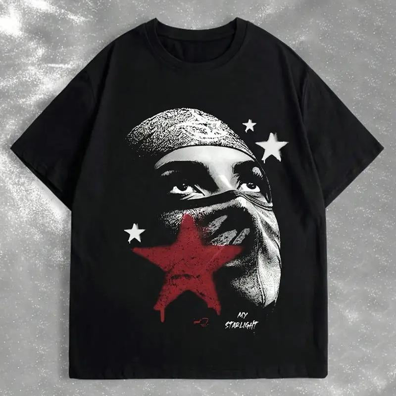 Streetwear Graphic T-Shirt Masked Face My Starlight Oversized Tee for Men Women Hoodie, Sweatshirt | UrbanDripWear.com