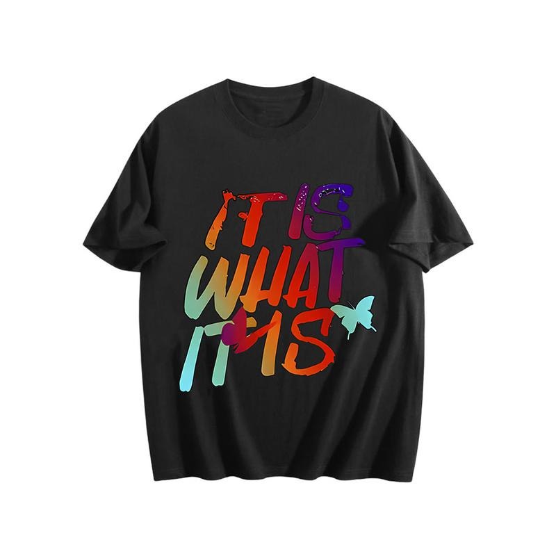 Streetwear Vibes! Oversized Crewneck Short Sleeve T-Shirt | 100% Cotton, Bold Chest Print & Loose Fit for Urban Daily...
