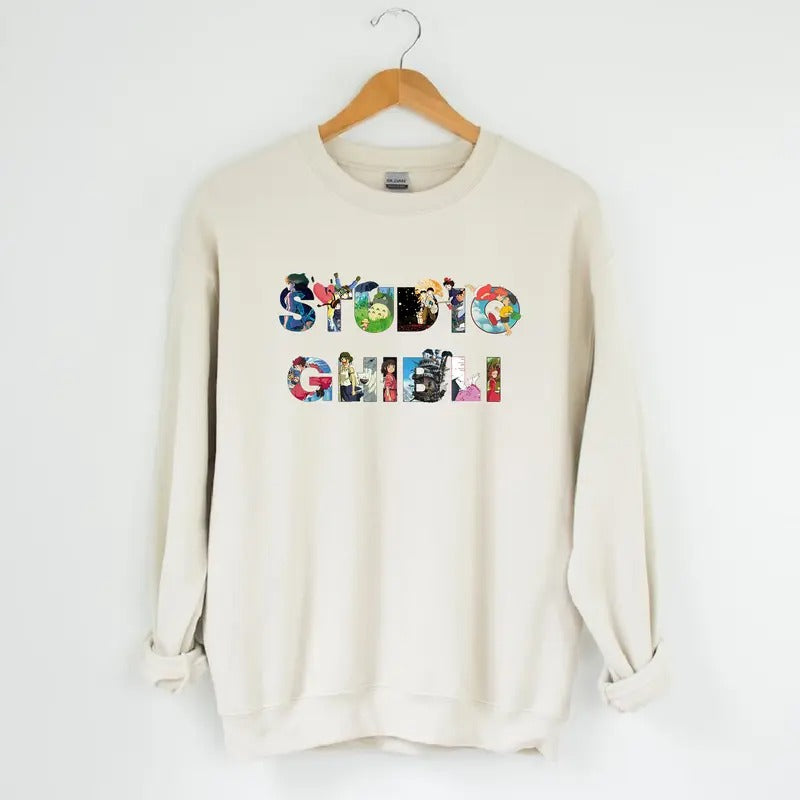 Studio Ghibli Sweatshirt, Hayao Miyazaki, Studio Ghibli Totoro Shirt, Ghibli No Face Shirt, Howl's Moving Castle shirt,...
