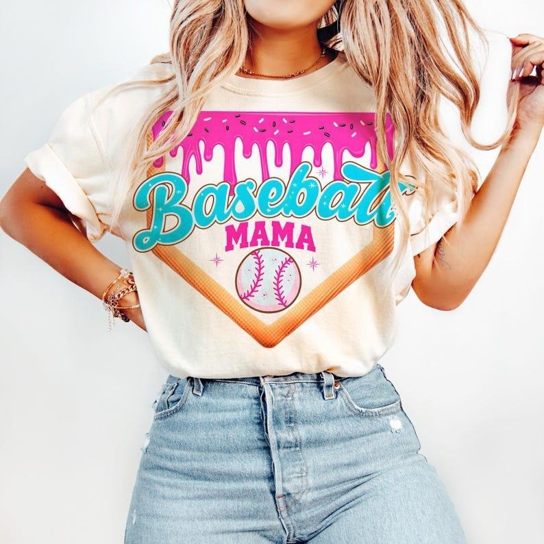 Stylish Baseball Ice Cream Print Shirt, Sport Mom Game Day Essential, shirt for women Hoodie, Sweatshirt | UrbanDripWear.com