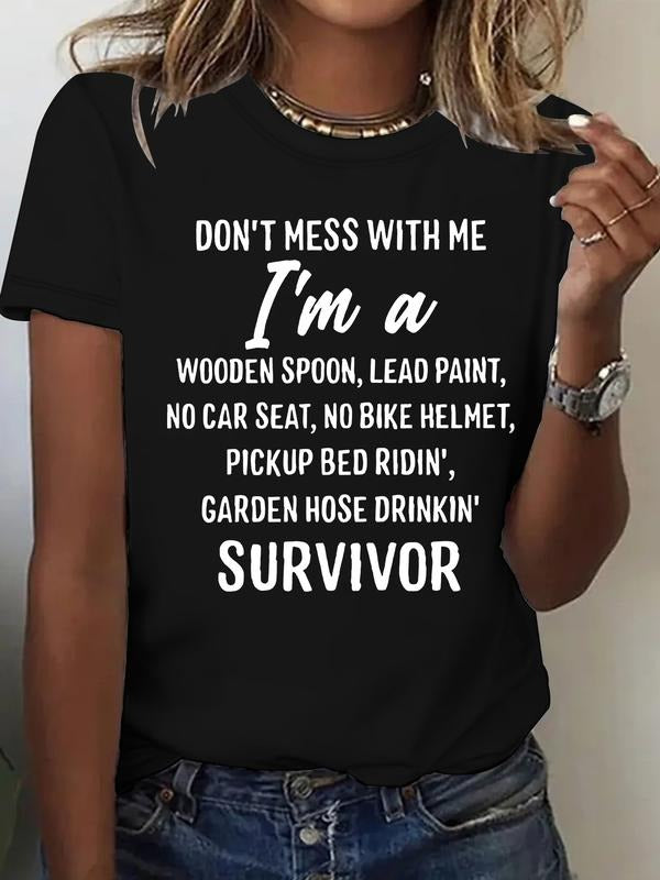 Stylish Retro 'don't Mess with Me' Printed Summer T-Shirt for Women, Casual Fitted Short Sleeve Tee, Comfortable...