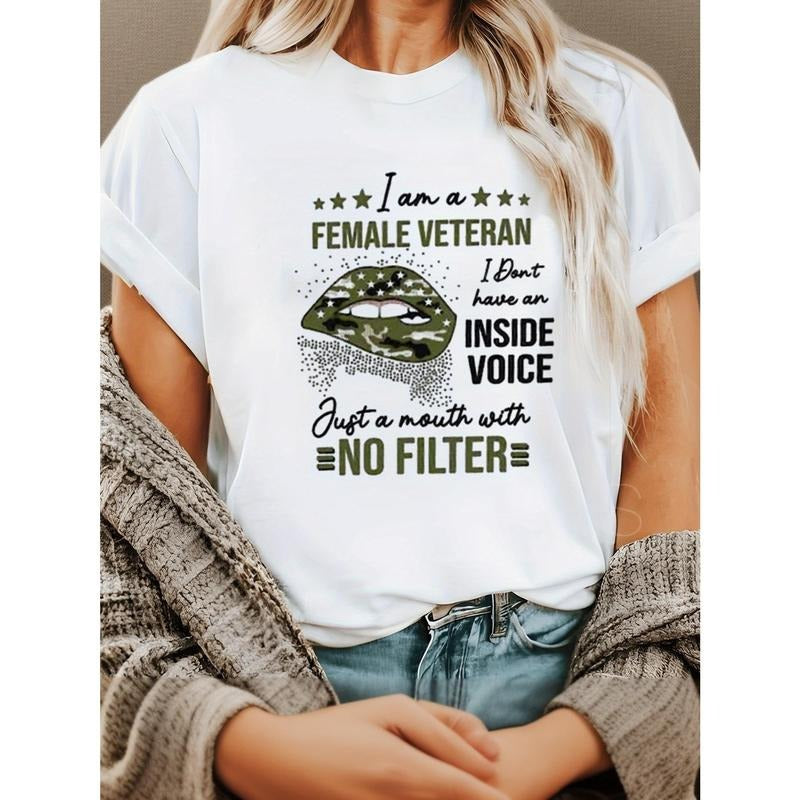 Women's Vintage Patriotic Military T-Shirt