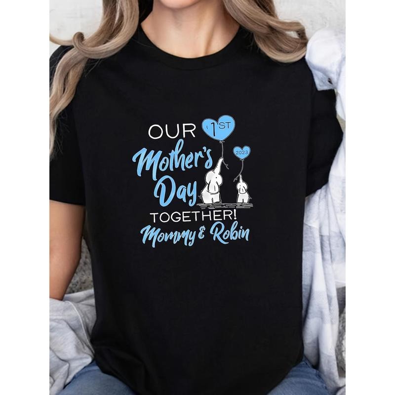 Women's "Our 1st Mother's Day Together" Graphic Cotton T-Shirt